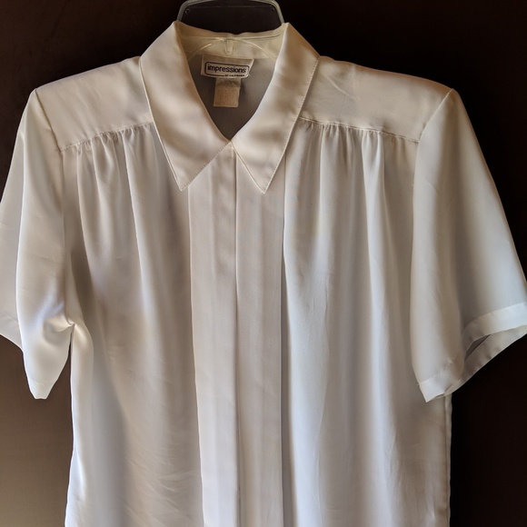 Vintage Tops - Impressions Vintage White Blouse. Size 8.